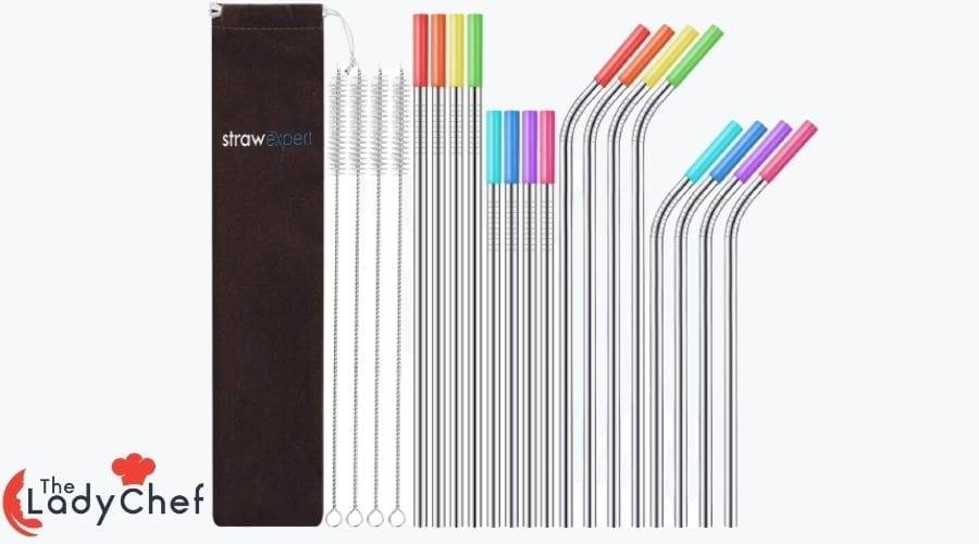 StrawExpert 16-Pcs Steel Straws