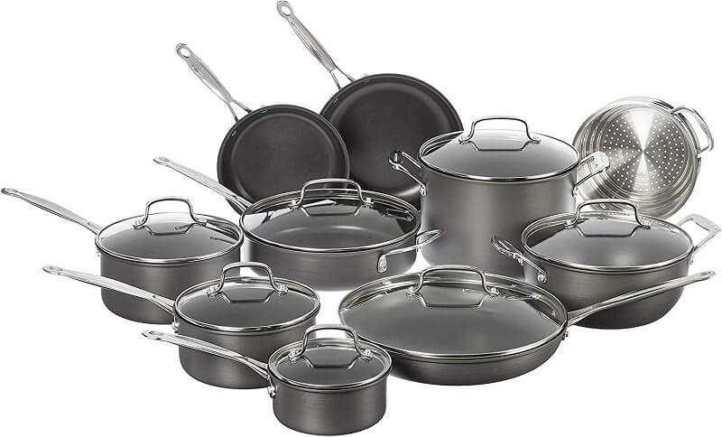 Best Titanium Cookwares Sets For 2022 8 Cuisinart Chef's Hard Anodized 17 Piece Set