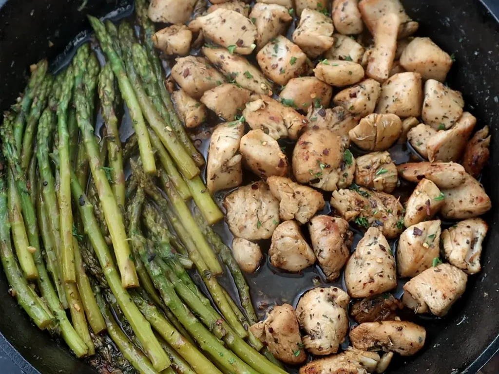 Butter Chicken Bites with Asparagus