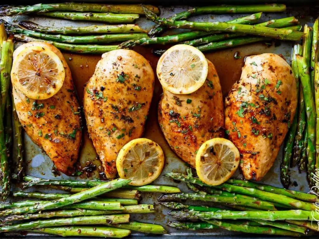 baked chicken and asparagus
