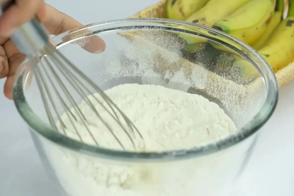 mixing ingredients - banana bread