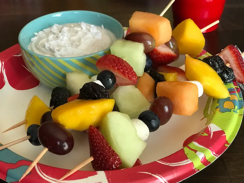 Fruit Salad Skewers with Yogurt Dip