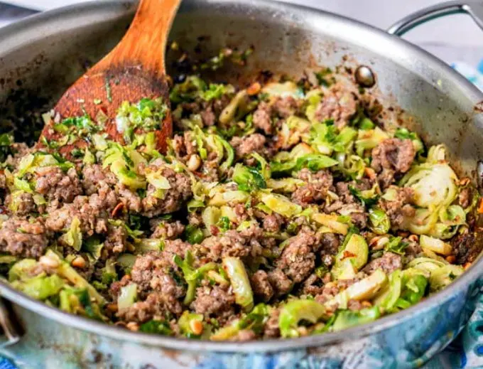 Deer Sausage and Brussels Sprouts Hash