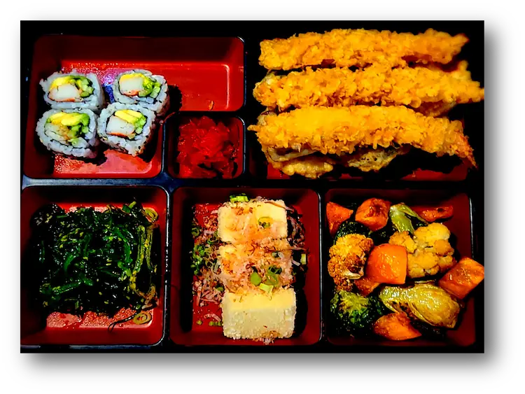 Japanese Bento Box with Sushi Rolls