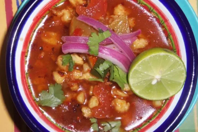 Pozole with Pickled Onion