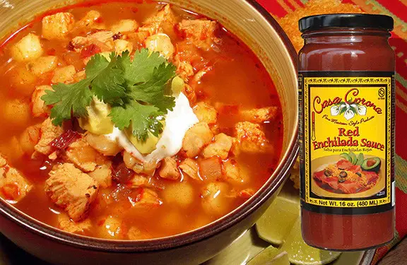 Pozole with Red Chile Sauce