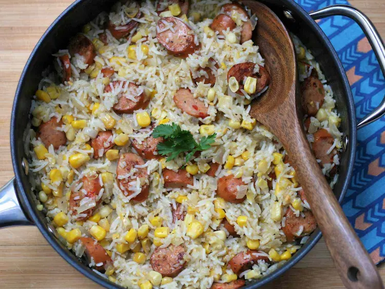 Rice and Sausage Breakfast Skillet