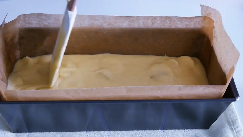 setting dough into the loaf pan