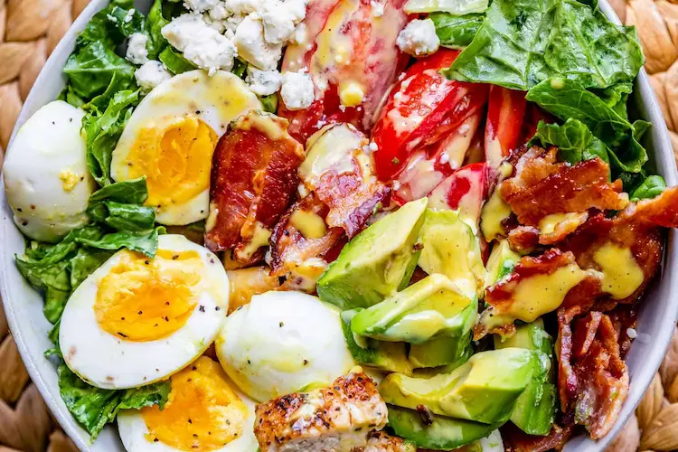 Cobb Salad with Hard Boiled Eggs and Chicken