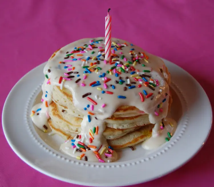 Funfetti Pancakes with Vanilla Glaze
