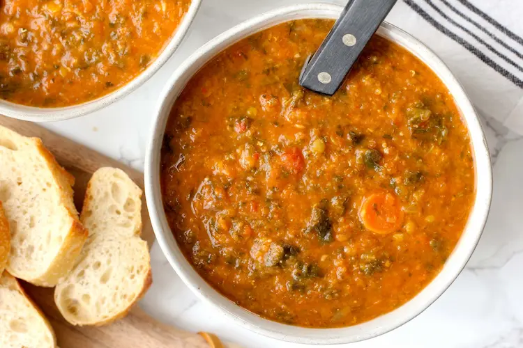 Hearty Lentil Soup with a side of Whole Grain Bread