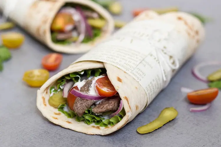 Middle Eastern Shawarma Wrap with Tahini Sauce