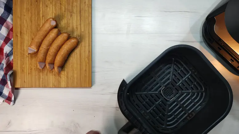 Kielbasa sausage ready for air frying