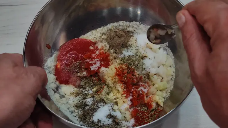 Preparing the breadcrumb mixture for air fryer meatloaf