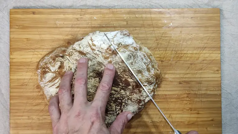 cutting Ciabatta Bread