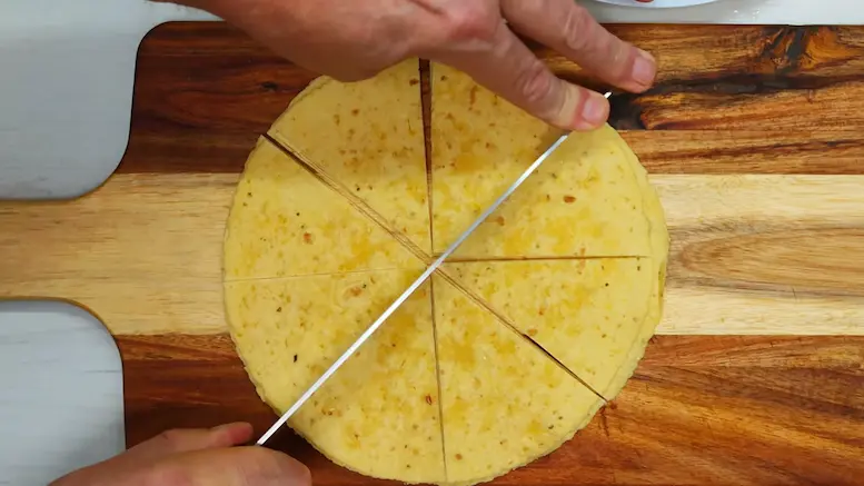 cutting tortillas into triangle shape